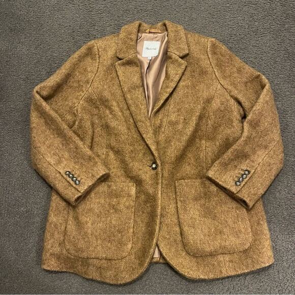 Madewell Plus Bouclé Larsen Wool Alpaca Blend Blazer In Toffee Melange - Picture 4 of 9